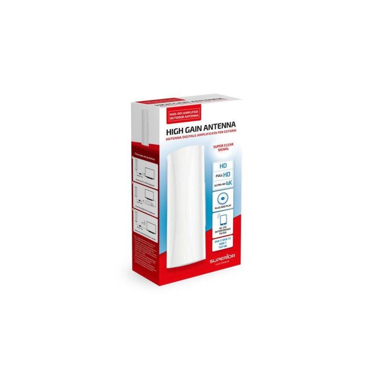Superior Antenna TV Amplificata per Esterni DVB-2 IPX4 SUPNAO001