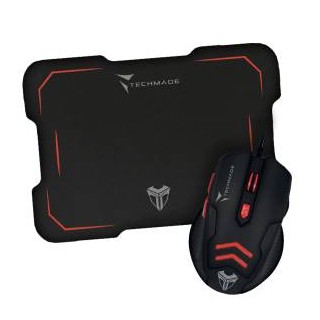 Techmade Kit Mouse USB + Tappetino Gaming Rosso