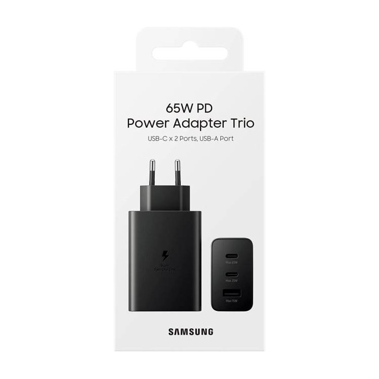 Samsung Caricatore 65W Trio EP-T6530 FC USB-C+USB-A Black