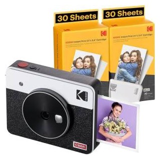 Kodak Mini Shot 3 Retro C300R Fotocamera Istantanea +60 Fogli White