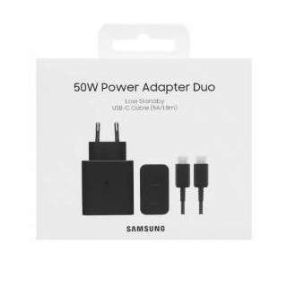 Samsung Caricatore Duo 50W EP-T5020XBE USB-C +Cavo1.8m USB-C Black