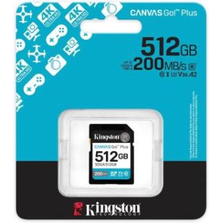 Kingston Canvas Go+ SDXC 512GB Cl10 200MB/s UHS-I U3 V30 SDG4/512GB