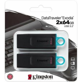 Kingston Pendrive USB-A 3.264GB DTX/64GB-2P Nero/Celeste 2 Pz