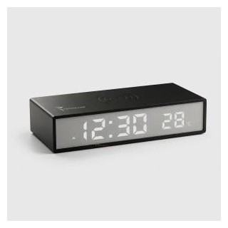 Techmade Clock Sveglia con Ricarica Wireless Smartphone 15W Nera