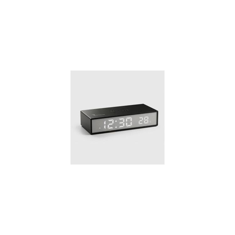 Techmade Clock Sveglia con Ricarica Wireless Smartphone 15W Nera