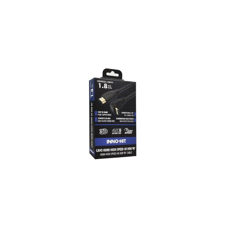 Inno-Hit Cavo HDMI High-Speed Connettore 90? 4K HDR 1.8m Nero