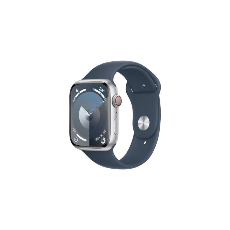Apple Watch Serie?9 Cell 45mm Aluminium Silver Sport Band Storm Blue S/M MRMG3QL/A
